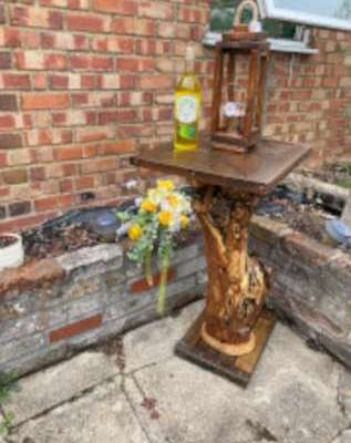 crucifix log garden table